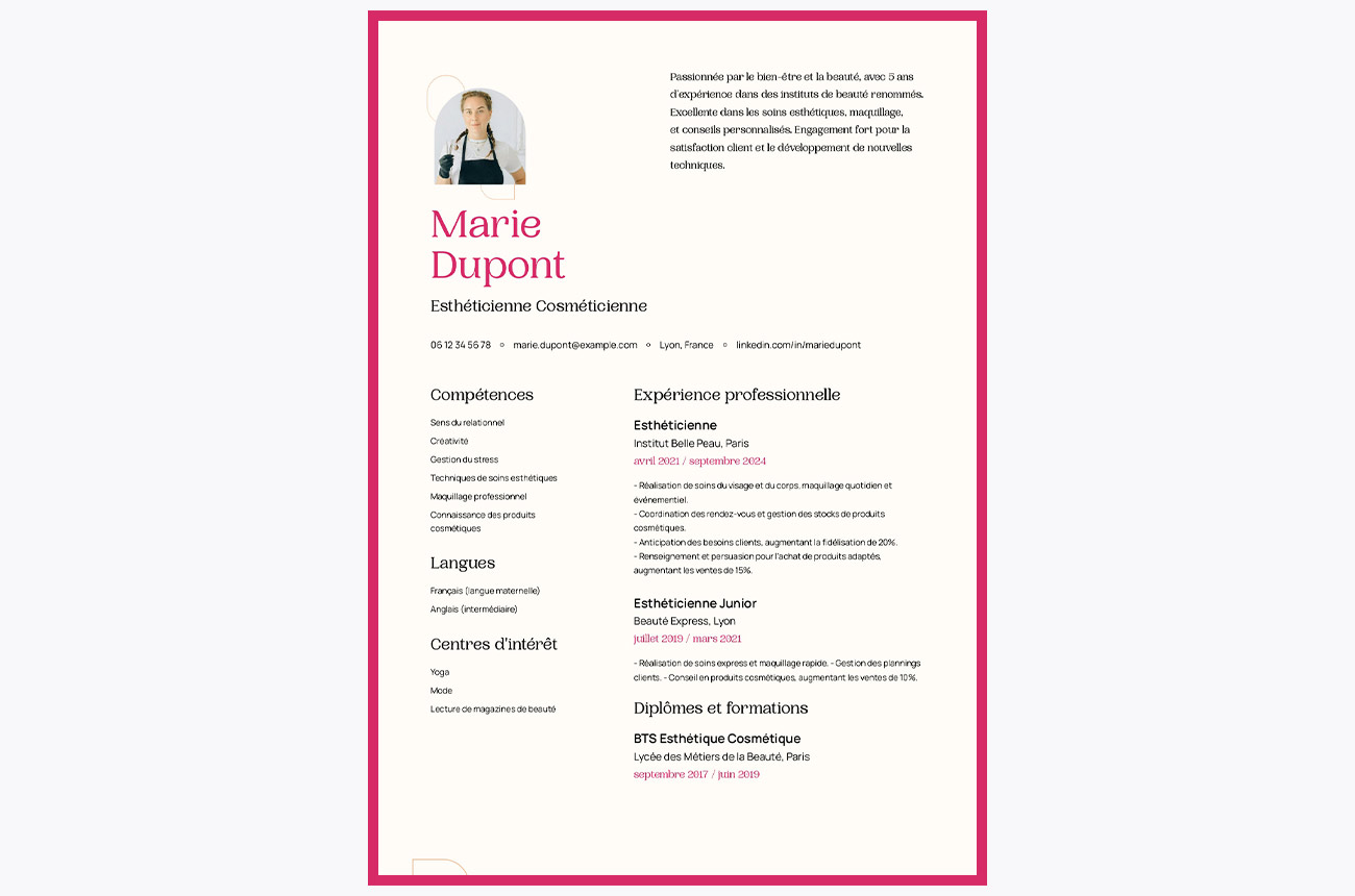 cv esthecienne